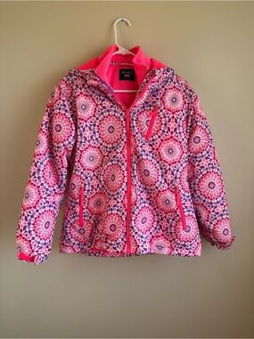 Girls XL 14 Children's Place Puffer Jacket 3 In 1 Pink/Purple Kaleidoscope Hood